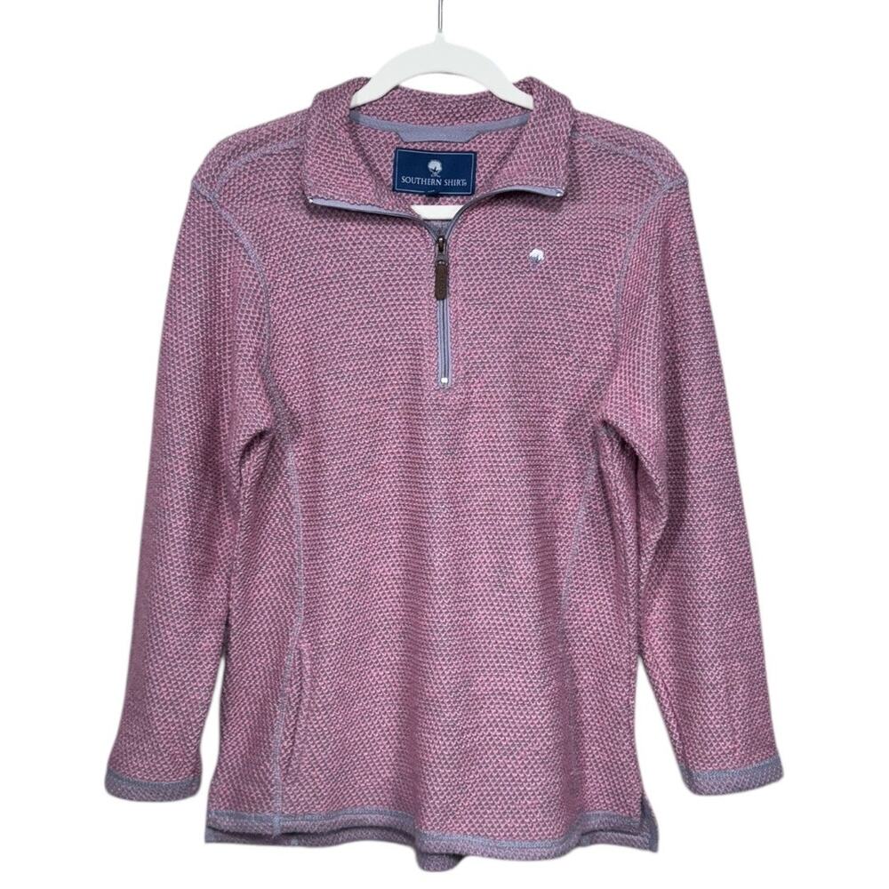 Southern Shirt Knobby Knit Qtr Zip in Winter Rose - Size Small